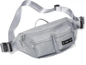 Fanny Pack for Women Men Crossbody Waist Pack Bag with 6-Zipper Pocket Adjustable Strap Black Fanny Packs for Outdoor Travel Sports Hiking Running, Grey