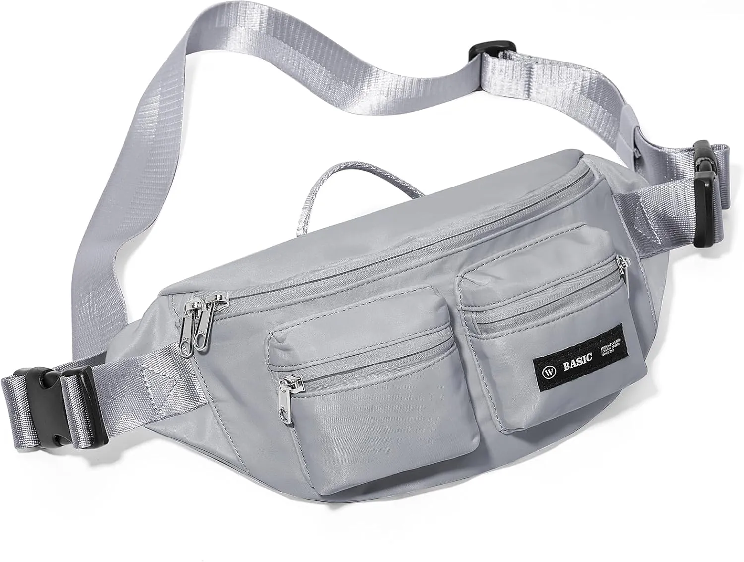 Fanny Pack for Women Men Crossbody Waist Pack Bag with 6-Zipper Pocket Adjustable Strap Black Fanny Packs for Outdoor Travel Sports Hiking Running, Grey