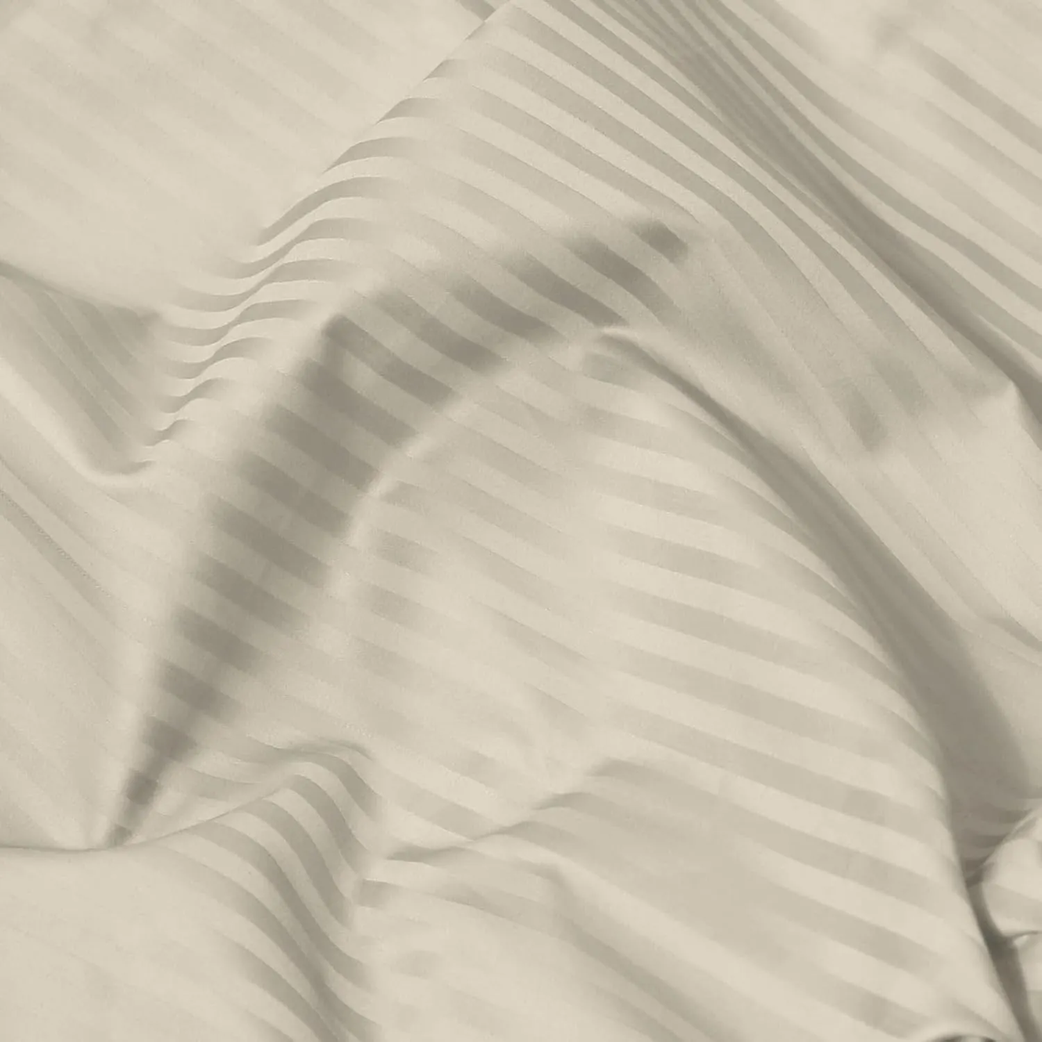 Feather & Stitch 500 TC Queen Size Damask Bed Sheet Set, 100% Cotton Soft Breathable Bedsheets, 4 Piece 18" Deep Pockets Sateen Weave Striped Bedding Mattress Resort Hotel Luxury- (Beige, Queen)