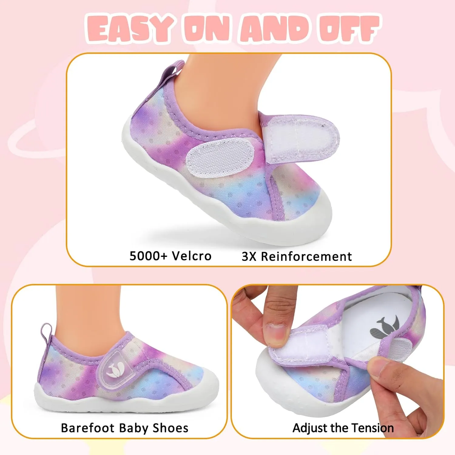FEETCITY Wide Baby Water Shoes Boys Girls Barefoot Shoes Quick-Dry Kids Aqua Socks for Beach Swim Pool