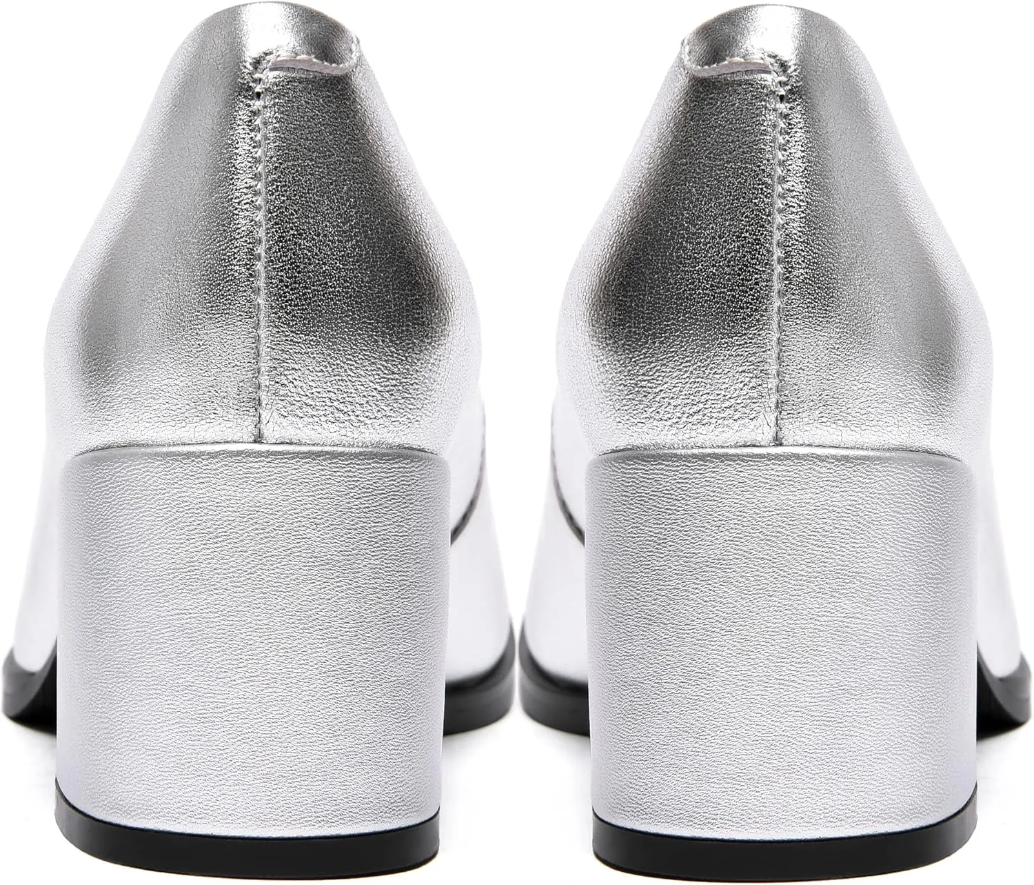 FEMSTEP Womens Casual Slip On Block Matte Leather Square Toe Chunky Low Heel Pumps Shoes 2.5 Inch