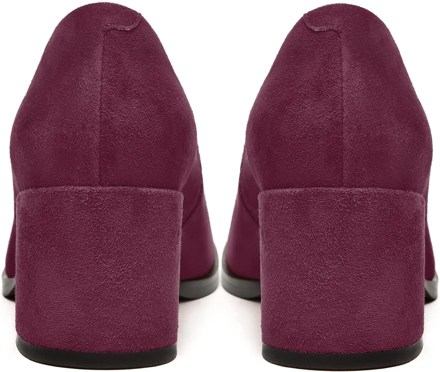 FEMSTEP Womens Suede Leather Dating Square Toe Slip On Cute Chunky Low Heel Pumps Shoes 2.2 Inch