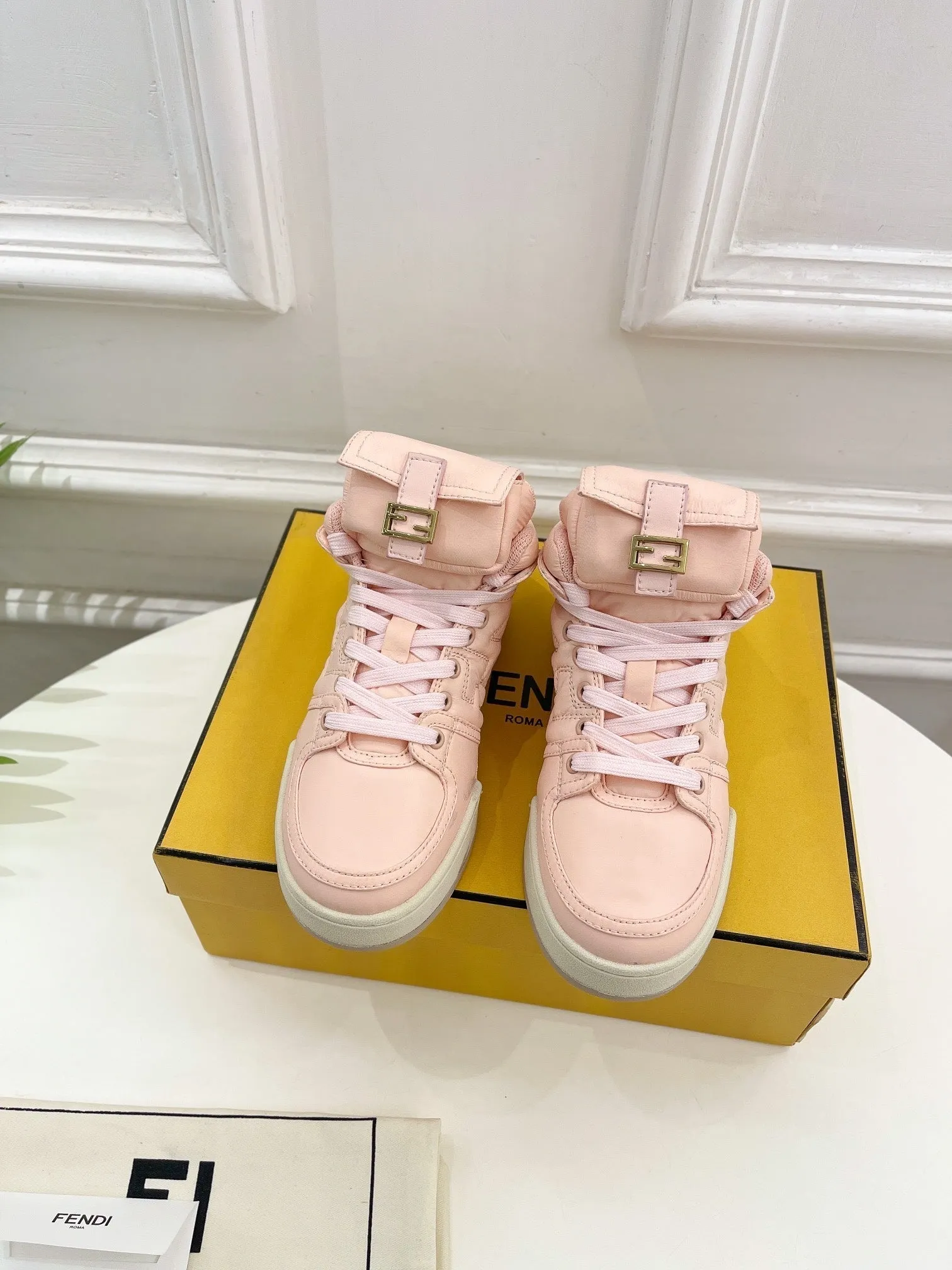 FENDI Compliance-certified IN PINK LOGO LAMBSKIN SNEAKER Extensive catalog SOCK BOOTS LIGHT FENDI