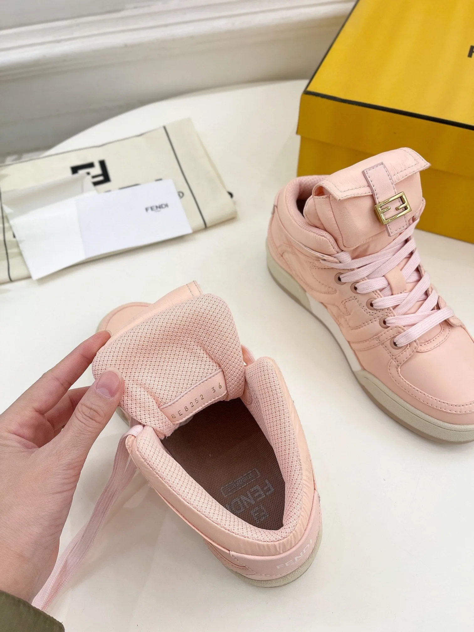 FENDI Compliance-certified IN PINK LOGO LAMBSKIN SNEAKER Extensive catalog SOCK BOOTS LIGHT FENDI