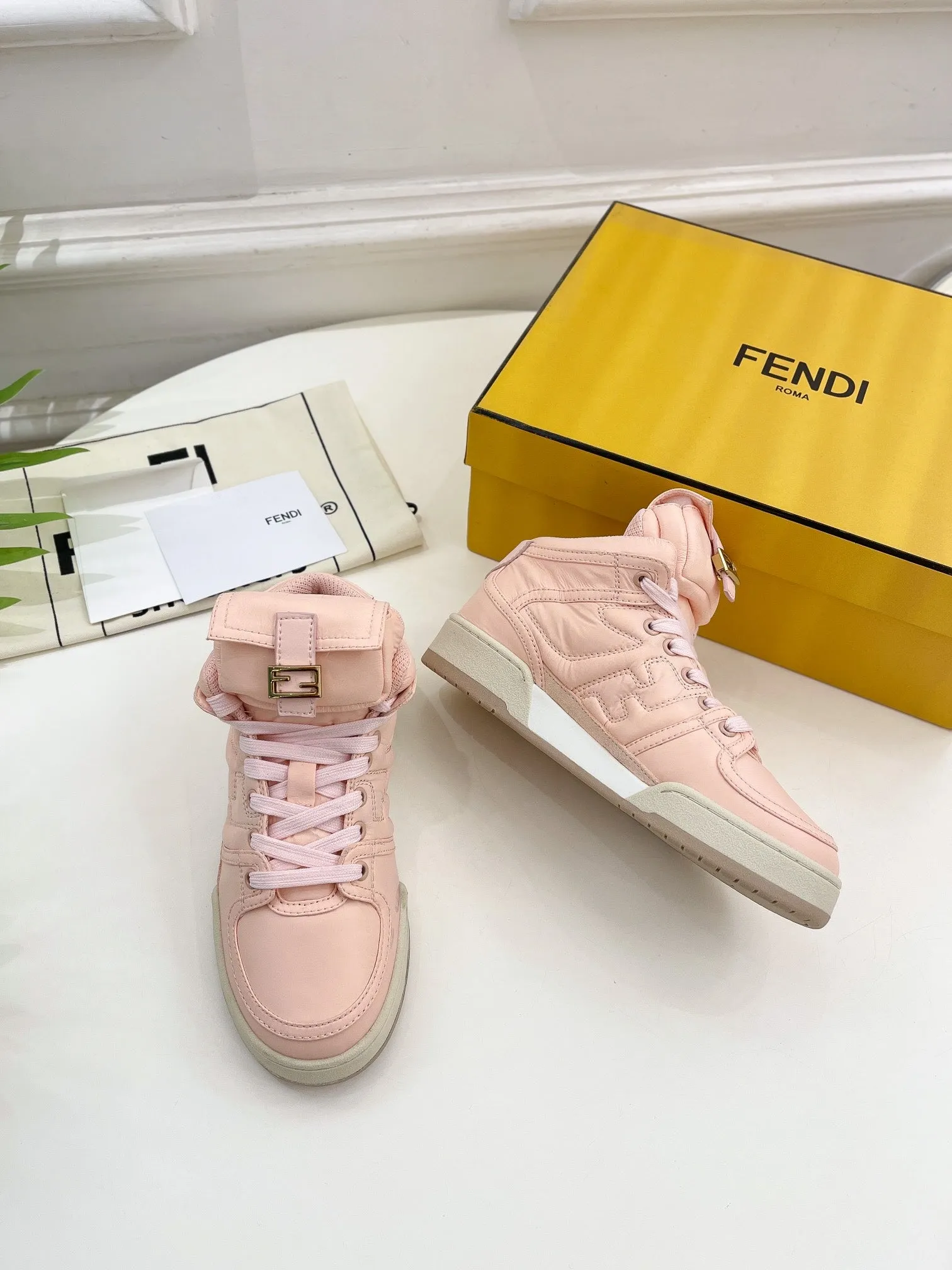 FENDI Compliance-certified IN PINK LOGO LAMBSKIN SNEAKER Extensive catalog SOCK BOOTS LIGHT FENDI