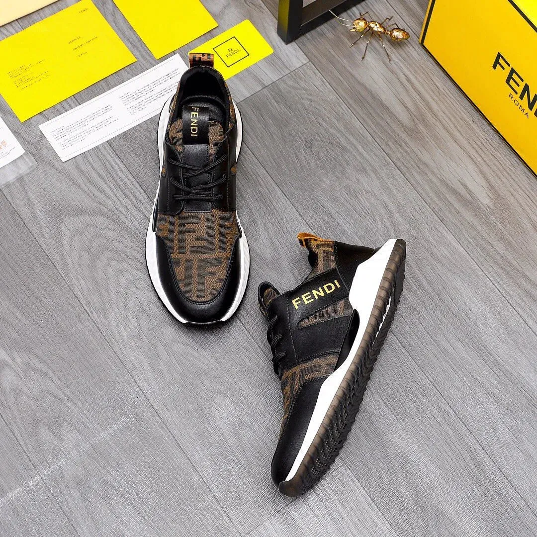 FENDI || Fendi Brown Lace Up Sneakers For Men