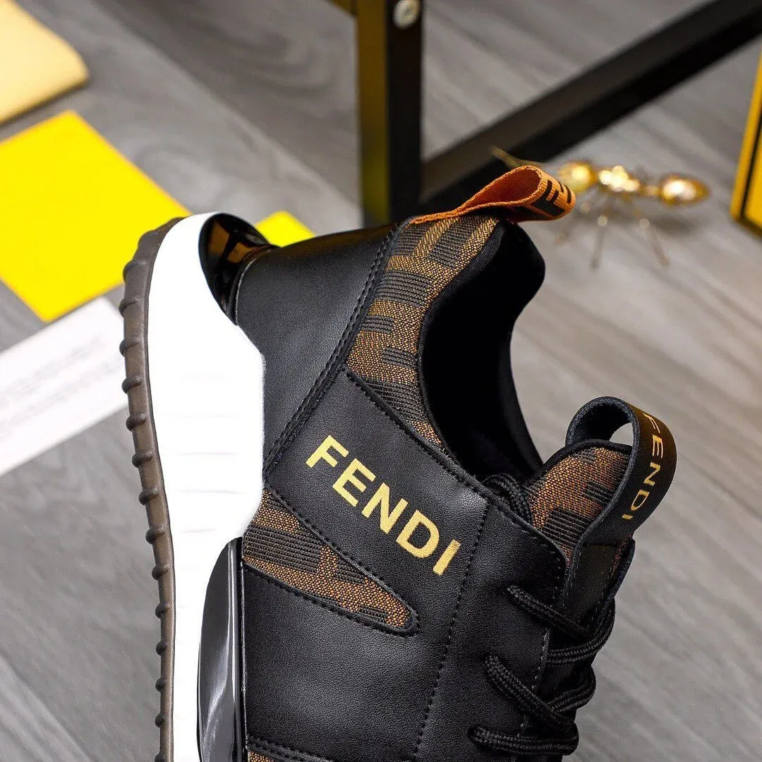 FENDI || Fendi Brown Lace Up Sneakers For Men