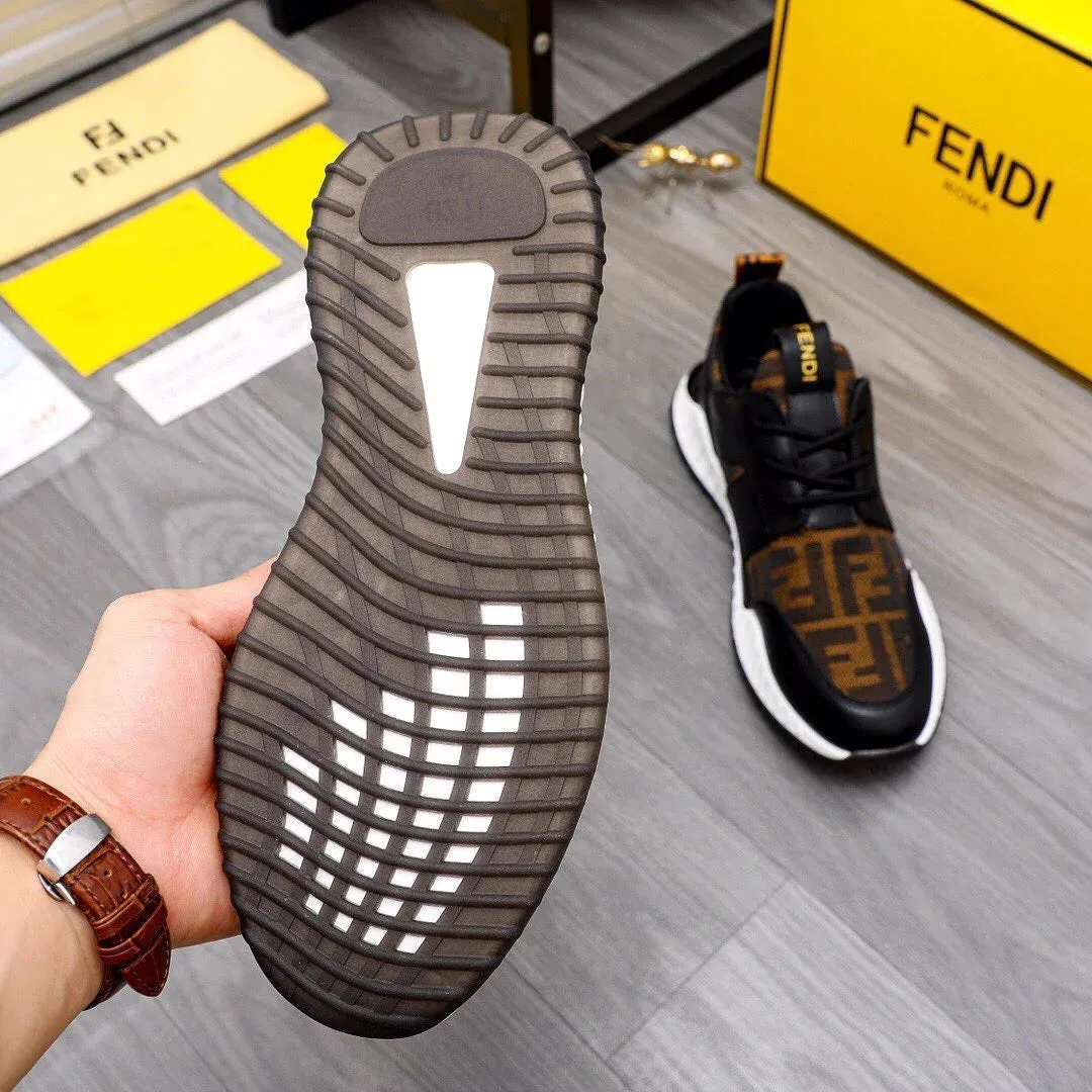 FENDI || Fendi Brown Lace Up Sneakers For Men