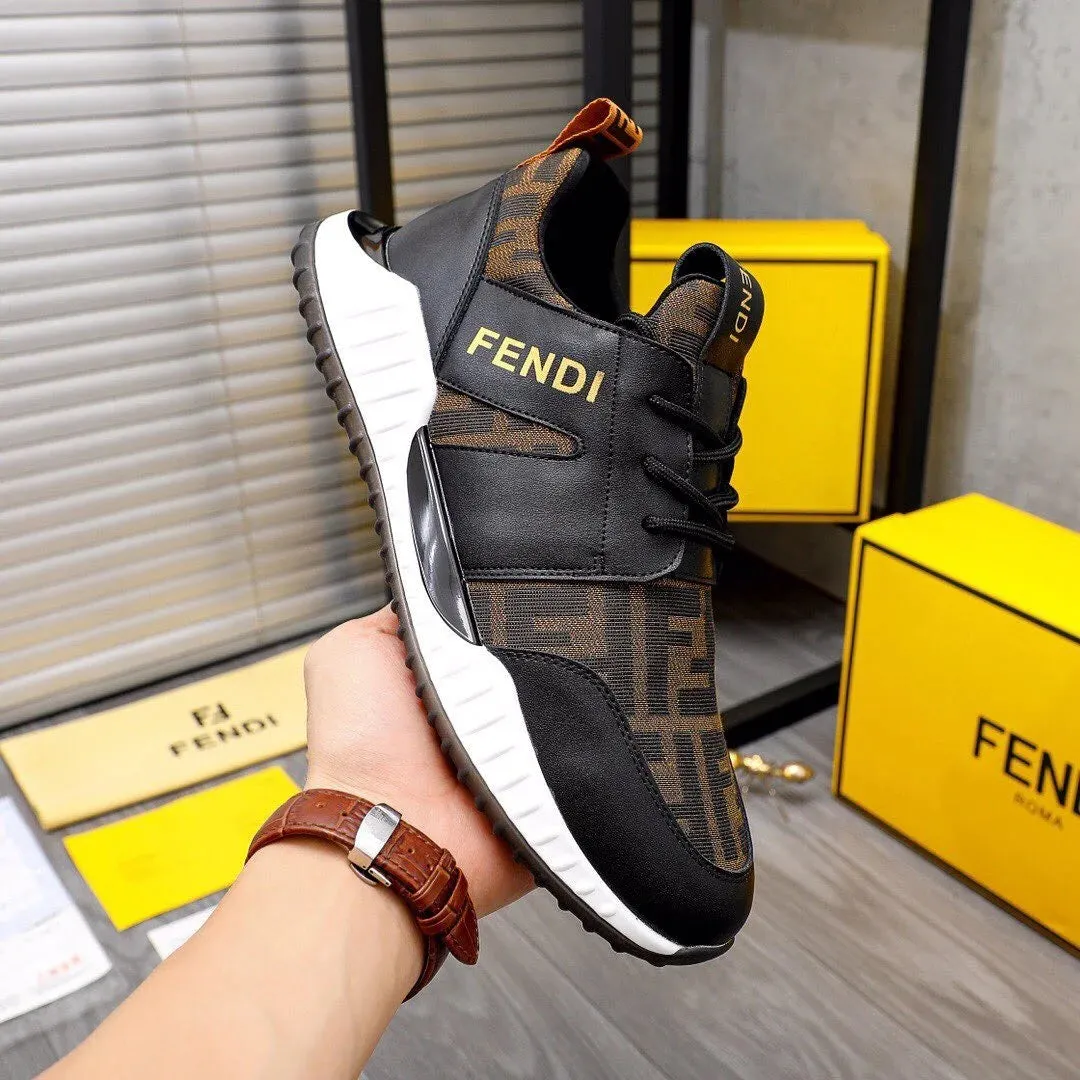 FENDI || Fendi Brown Lace Up Sneakers For Men