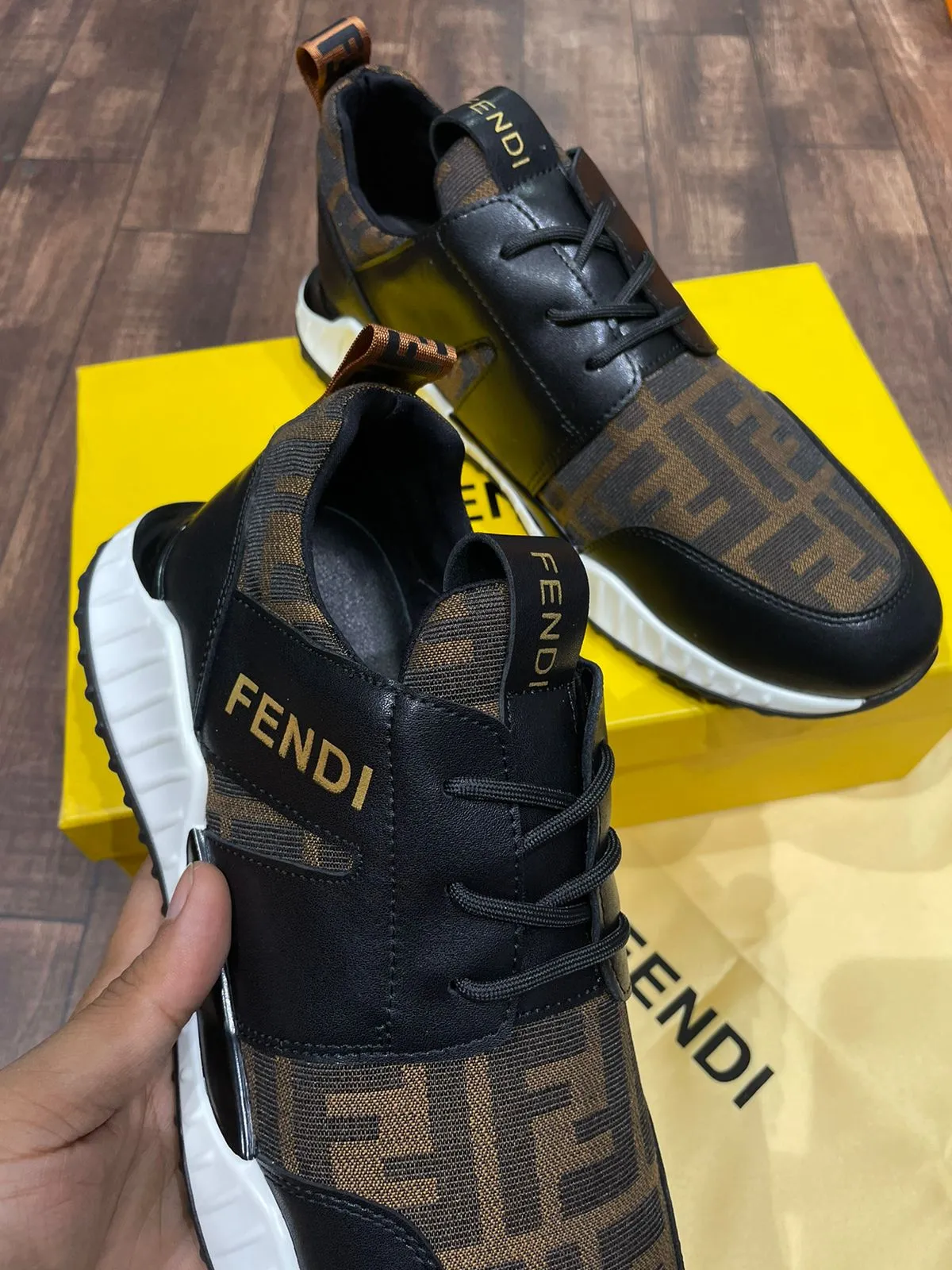 FENDI || Fendi Brown Lace Up Sneakers For Men