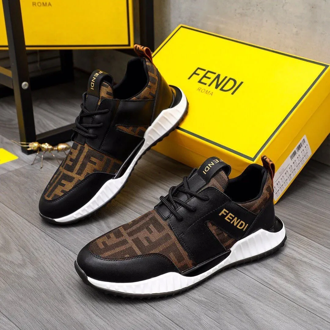 FENDI || Fendi Brown Lace Up Sneakers For Men