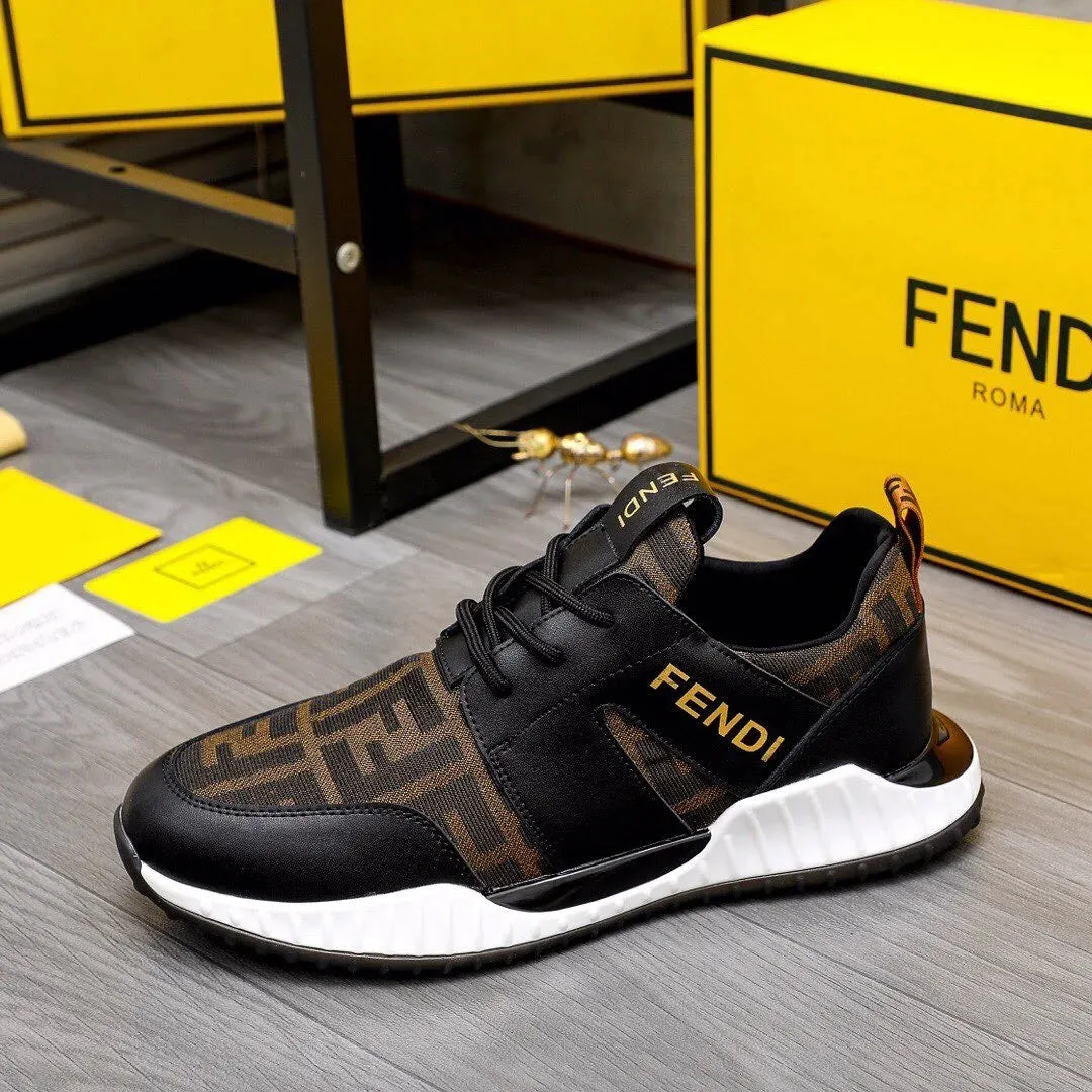 FENDI || Fendi Brown Lace Up Sneakers For Men