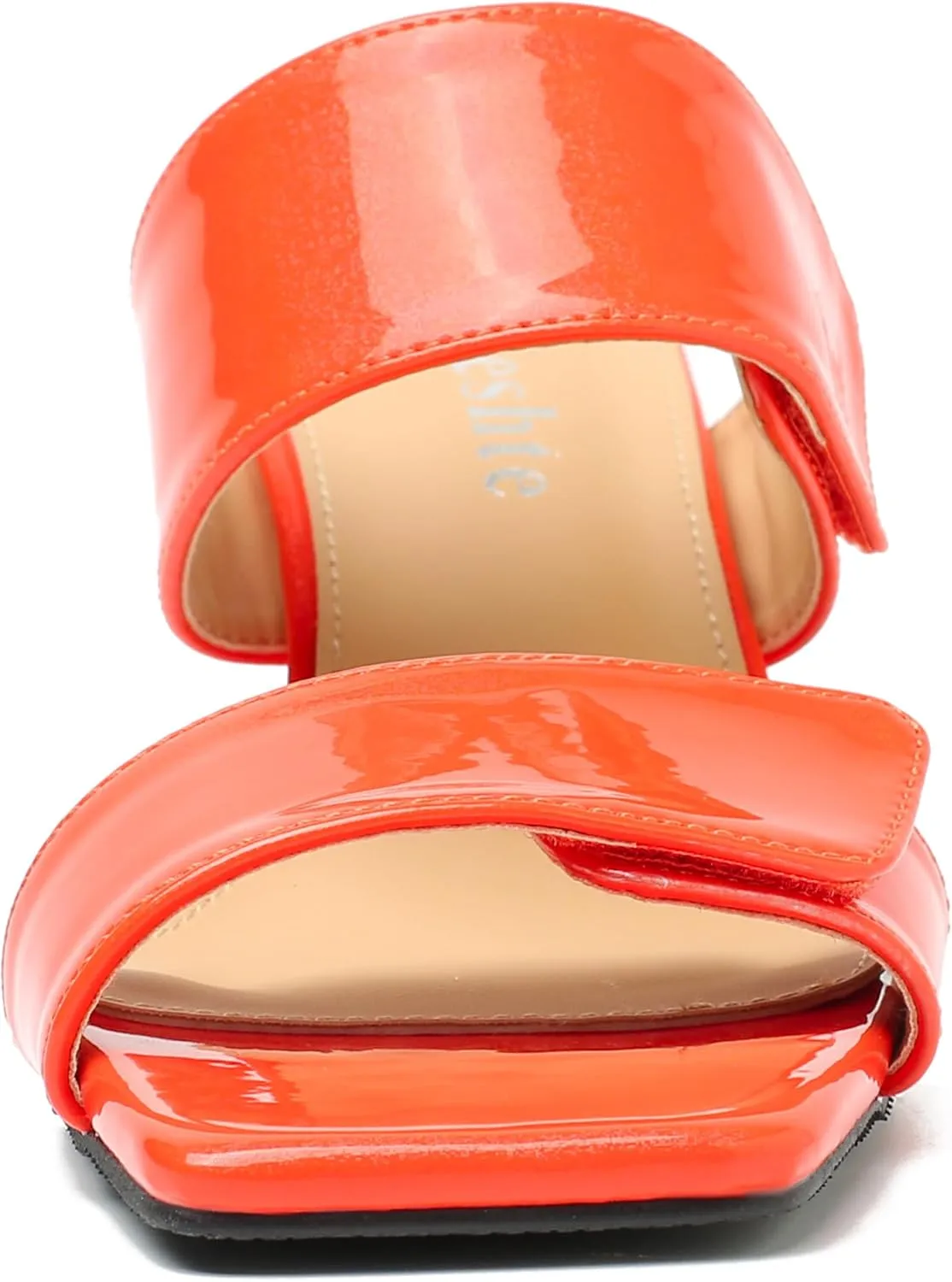fereshte Womens 2 Strap Slip On Heeled Sandals Slip On Sandals Square Toe Kitten Heeled Mules