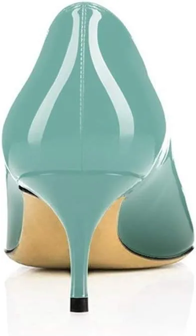 Fericzot Women's Kitten Heel Pumps,Classic Pointed Toe Slip On Low Heels Office Shoes for Evening Party Wedding Plus Size