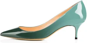 Fericzot Women's Kitten Heel Pumps,Classic Pointed Toe Slip On Low Heels Office Shoes for Evening Party Wedding Plus Size