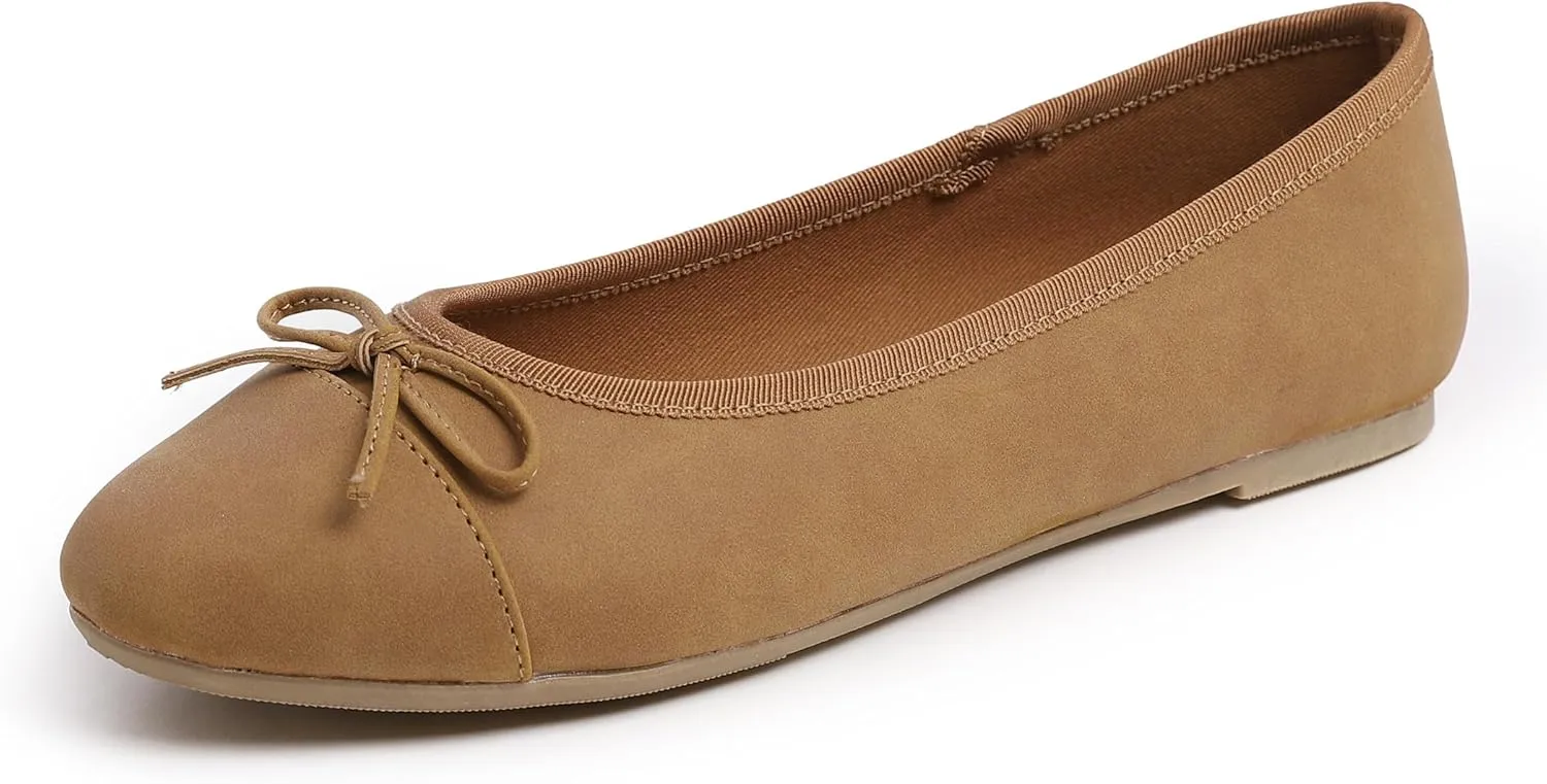 FEVERSOLE Women's Bow Tie Fashion Dress Slip On Shoes Round Toe Ballet Flat