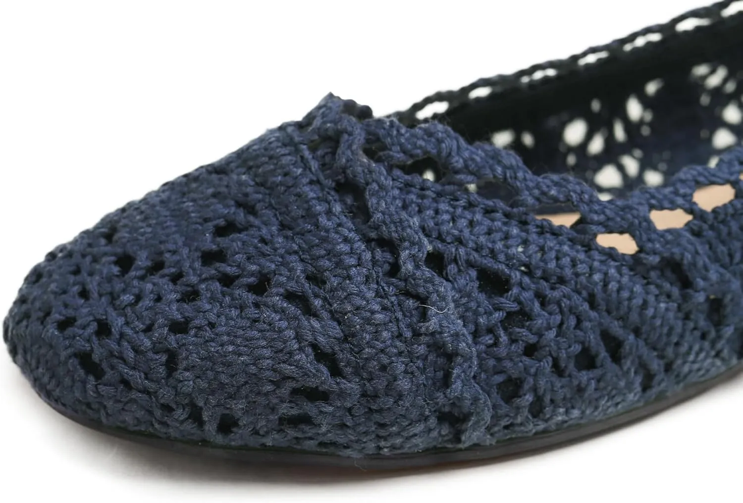 FEVERSOLE Women's Comfort Breathable Knit Crochet Shoes Lace Ballet Flats