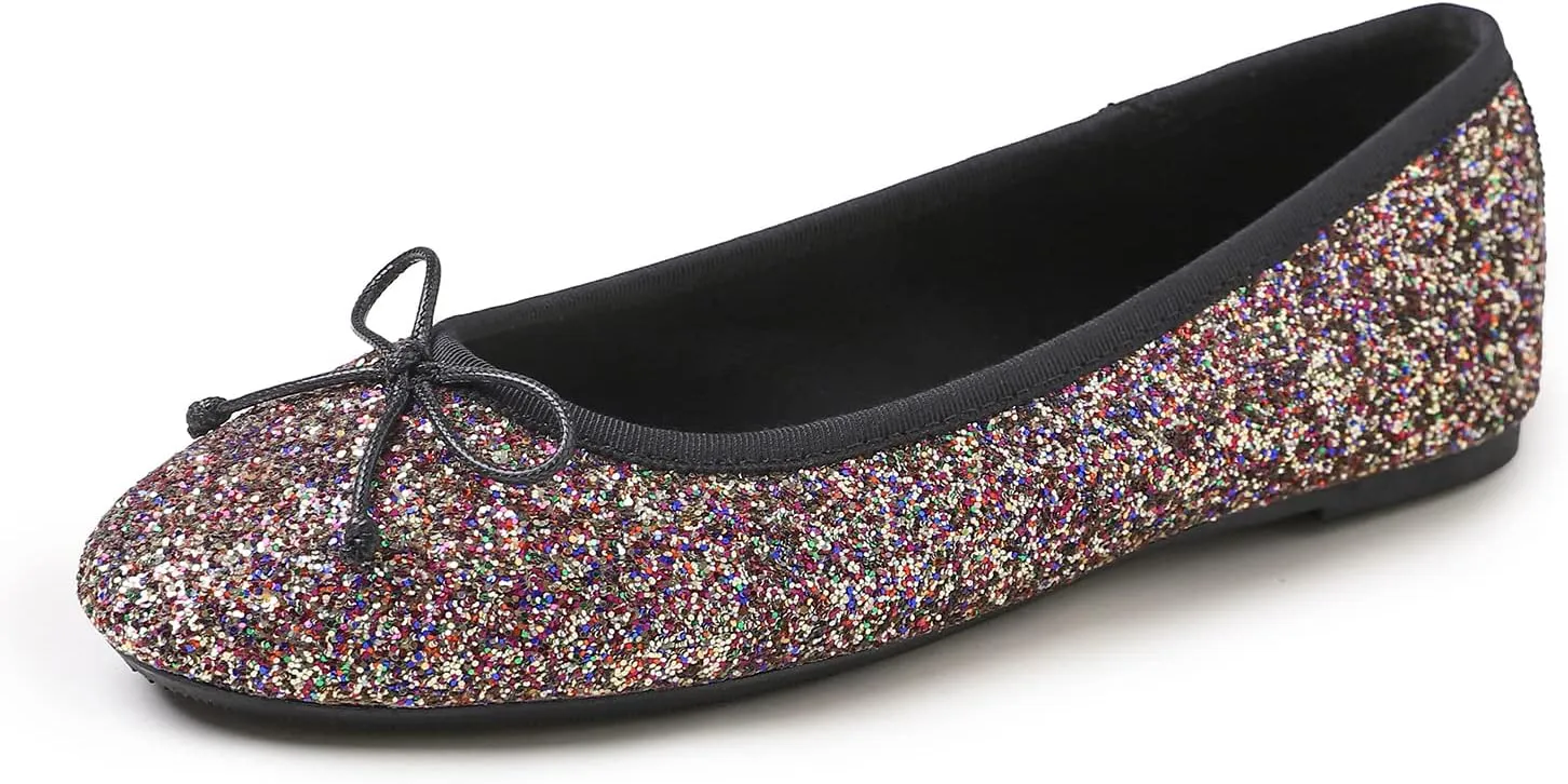 FEVERSOLE Women's Macaroon Colorful Memory Foam Cushion Insock Patent Ballet Flat