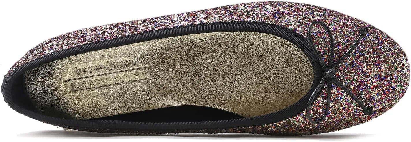FEVERSOLE Women's Macaroon Colorful Memory Foam Cushion Insock Patent Ballet Flat