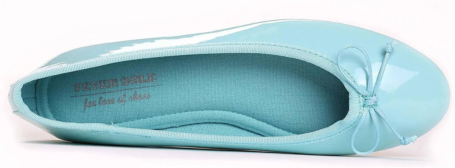 FEVERSOLE Women's Macaroon Colorful Memory Foam Cushion Insock Patent Ballet Flat