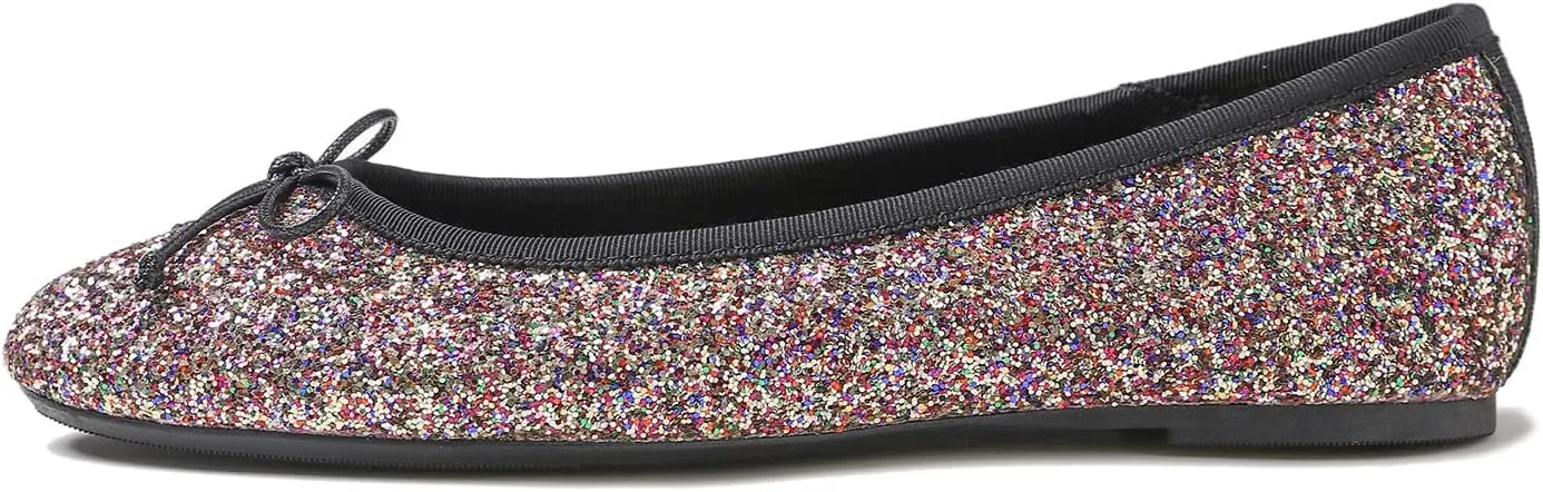 FEVERSOLE Women's Macaroon Colorful Memory Foam Cushion Insock Patent Ballet Flat