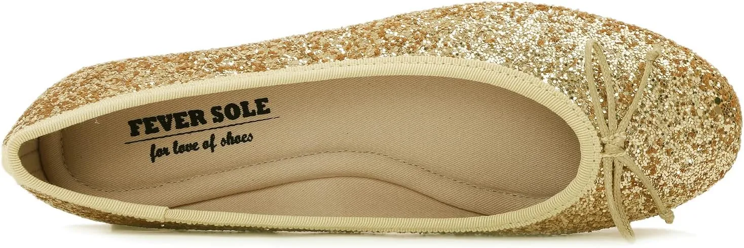FEVERSOLE Women's Macaroon Colorful Memory Foam Cushion Insock Patent Ballet Flat