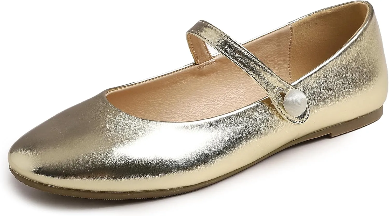 FEVERSOLE Women's Mary Jane Fashion Round Toe Easy Buckle Slip On Flats