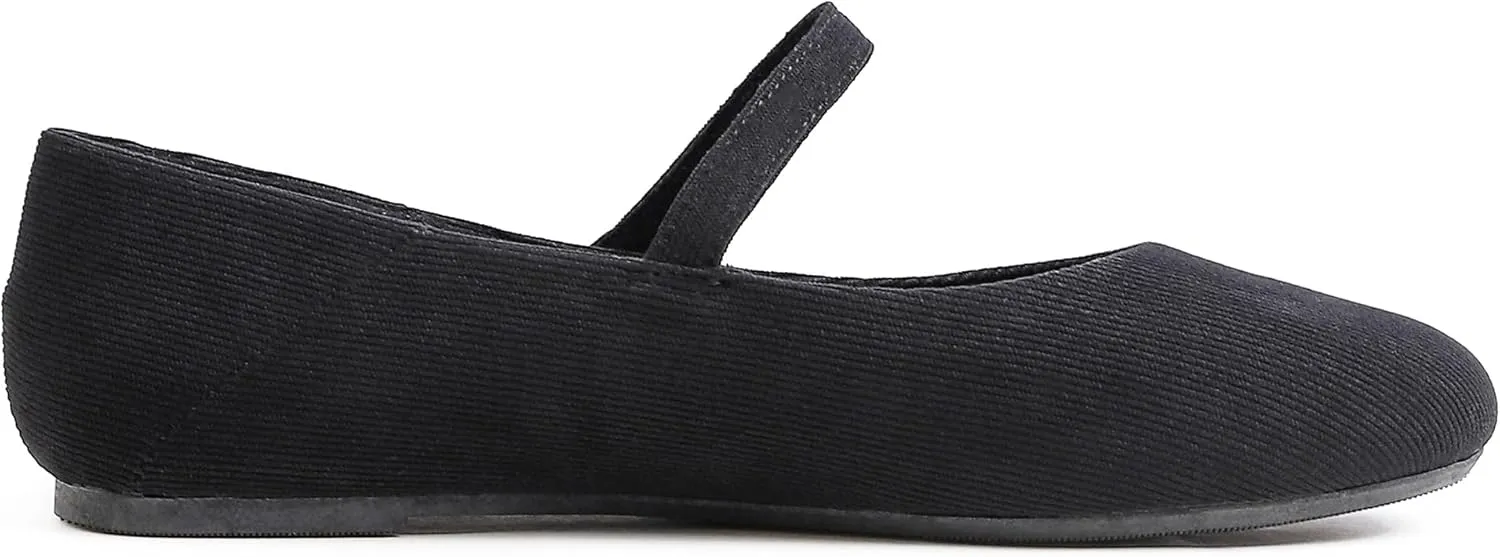 FEVERSOLE Women's Mary Jane Fashion Round Toe Easy Buckle Slip On Flats