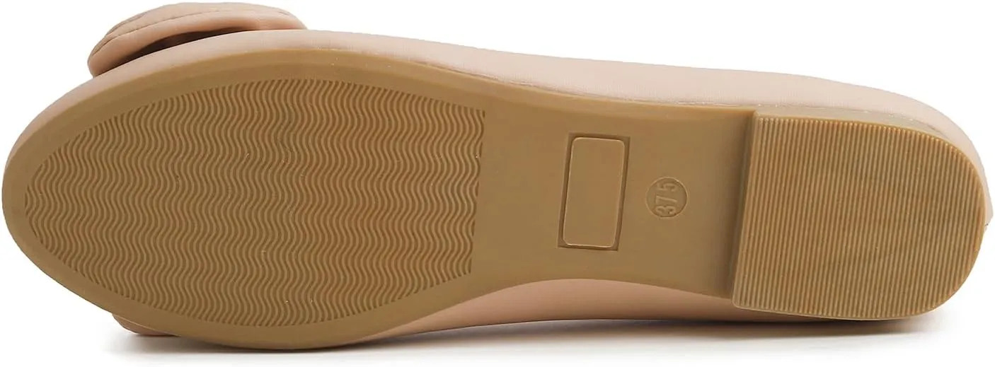 Feversole Women's Round Toe Cute Bow Trim Ballet Flats