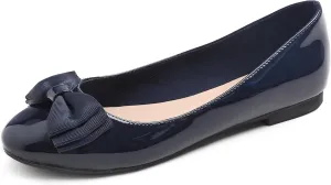 Feversole Women's Round Toe Cute Bow Trim Ballet Flats