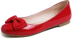 Feversole Women's Round Toe Cute Bow Trim Ballet Flats
