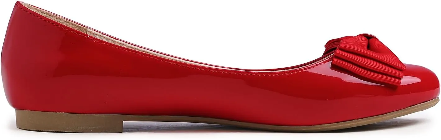 Feversole Women's Round Toe Cute Bow Trim Ballet Flats