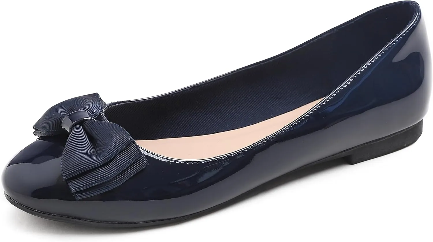 Feversole Women's Round Toe Cute Bow Trim Ballet Flats