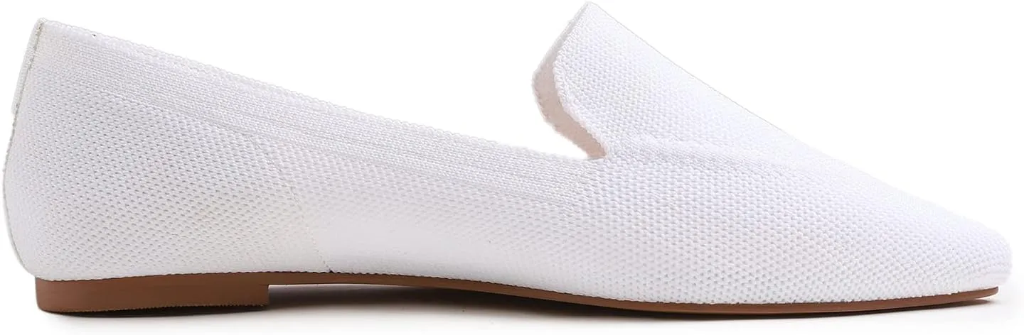 FEVERSOLE Women's Woven Pointy Fashion Cutouts Breathable Knit Flat Shoes