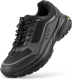 FitVille Men's Wide Toe Box Hiking Shoes, Slip-On Trail Sneakers with Quick Lace, Arch Support & Non-Slip LugMax Sole for Walking, Trekking & Outdoor