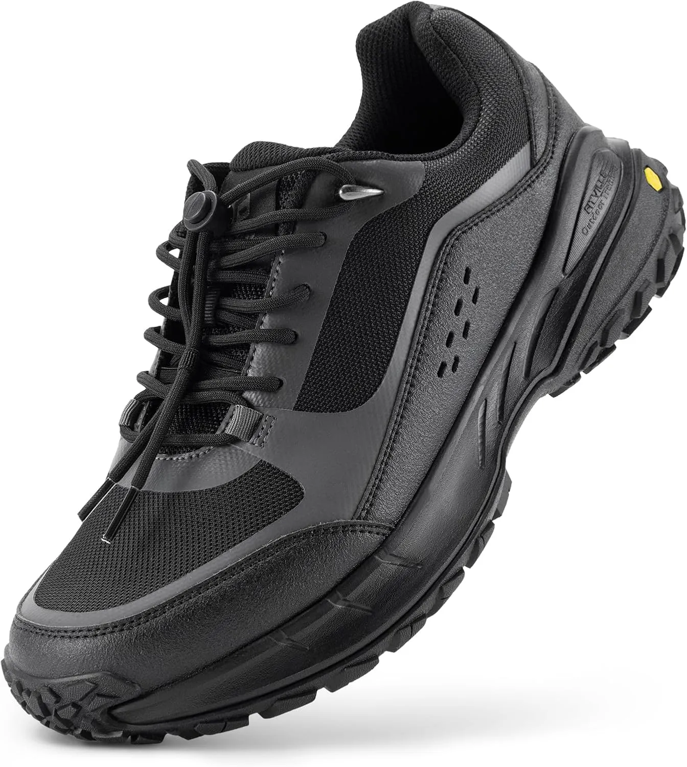 FitVille Men's Wide Toe Box Hiking Shoes, Slip-On Trail Sneakers with Quick Lace, Arch Support & Non-Slip LugMax Sole for Walking, Trekking & Outdoor