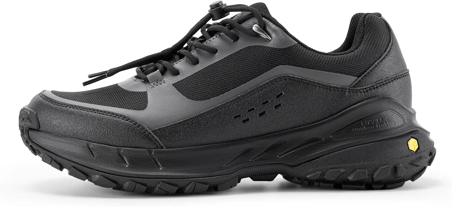 FitVille Men's Wide Toe Box Hiking Shoes, Slip-On Trail Sneakers with Quick Lace, Arch Support & Non-Slip LugMax Sole for Walking, Trekking & Outdoor