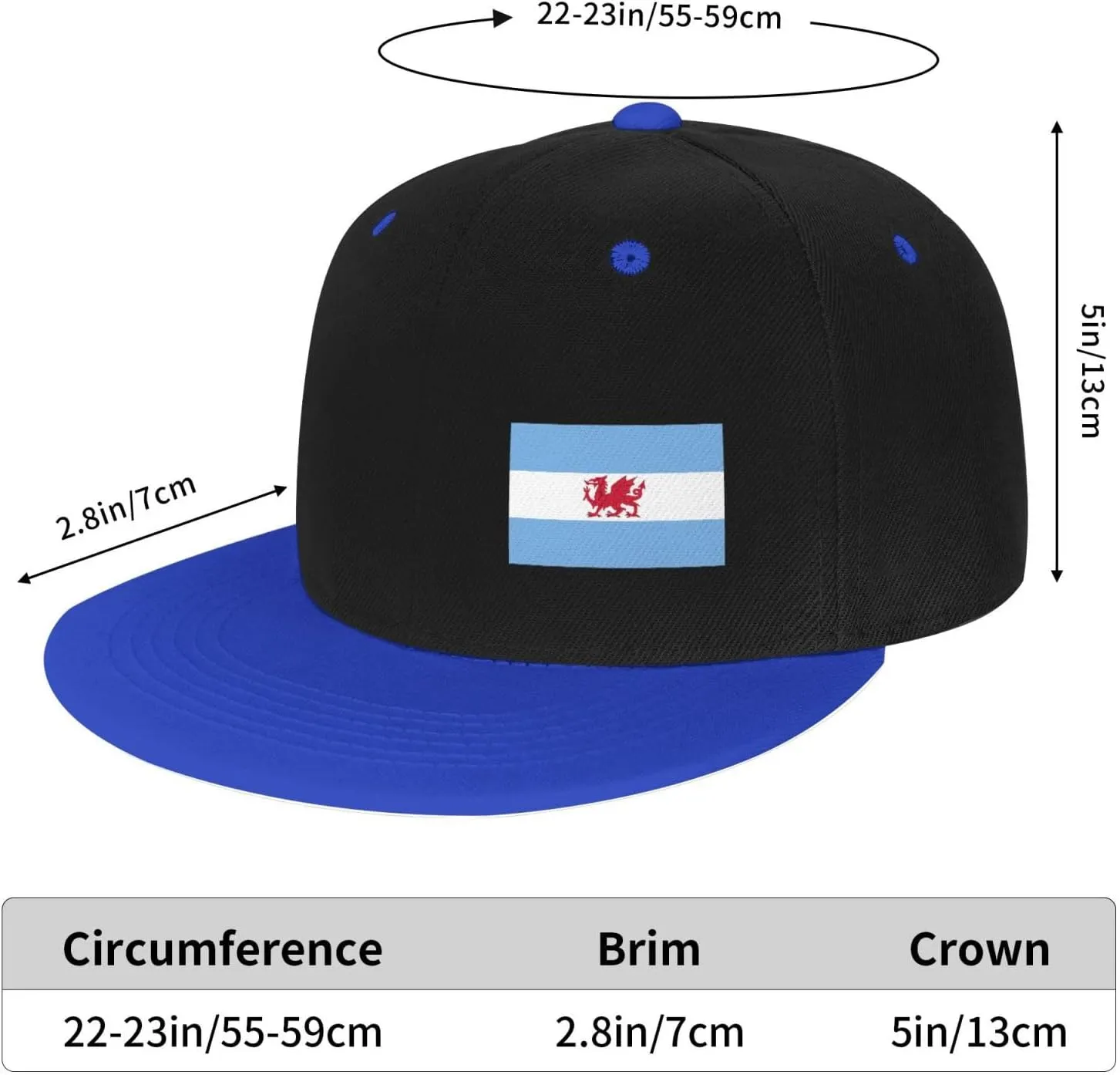 Flag of The Welsh Colony in Patagonia Snapback Hats for Men Women Hat Baseball Cap Flat Bill Visor White Hat