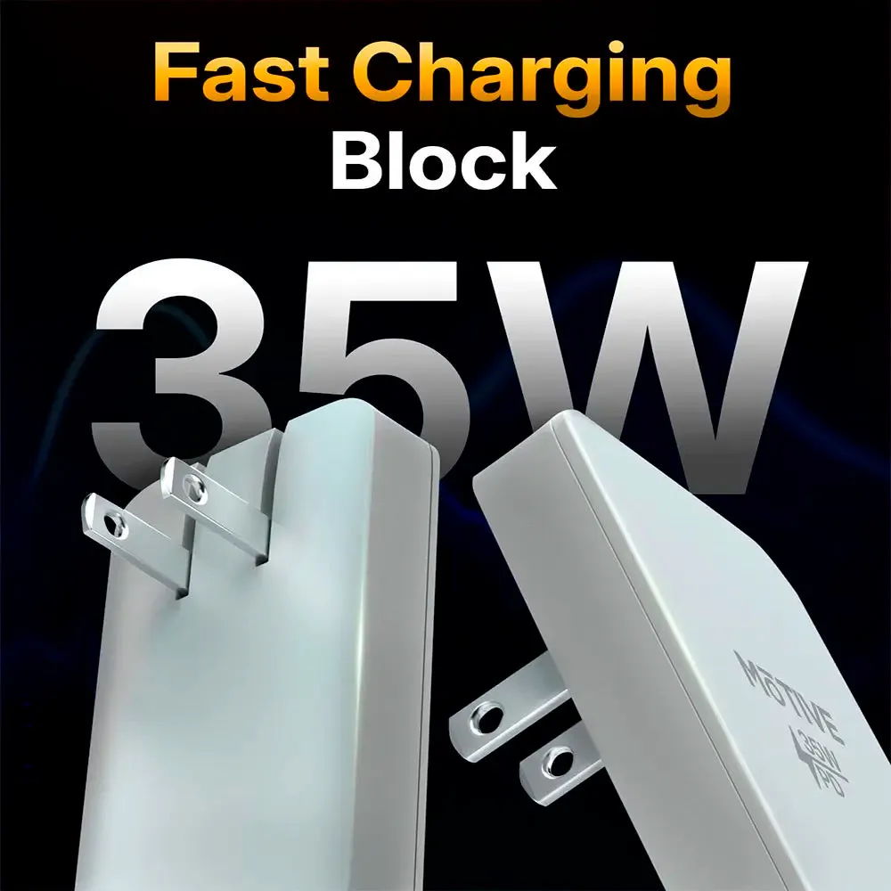 Flat Wall Charger, Dual Port USB-C & USB-A Super Fast Charging Block