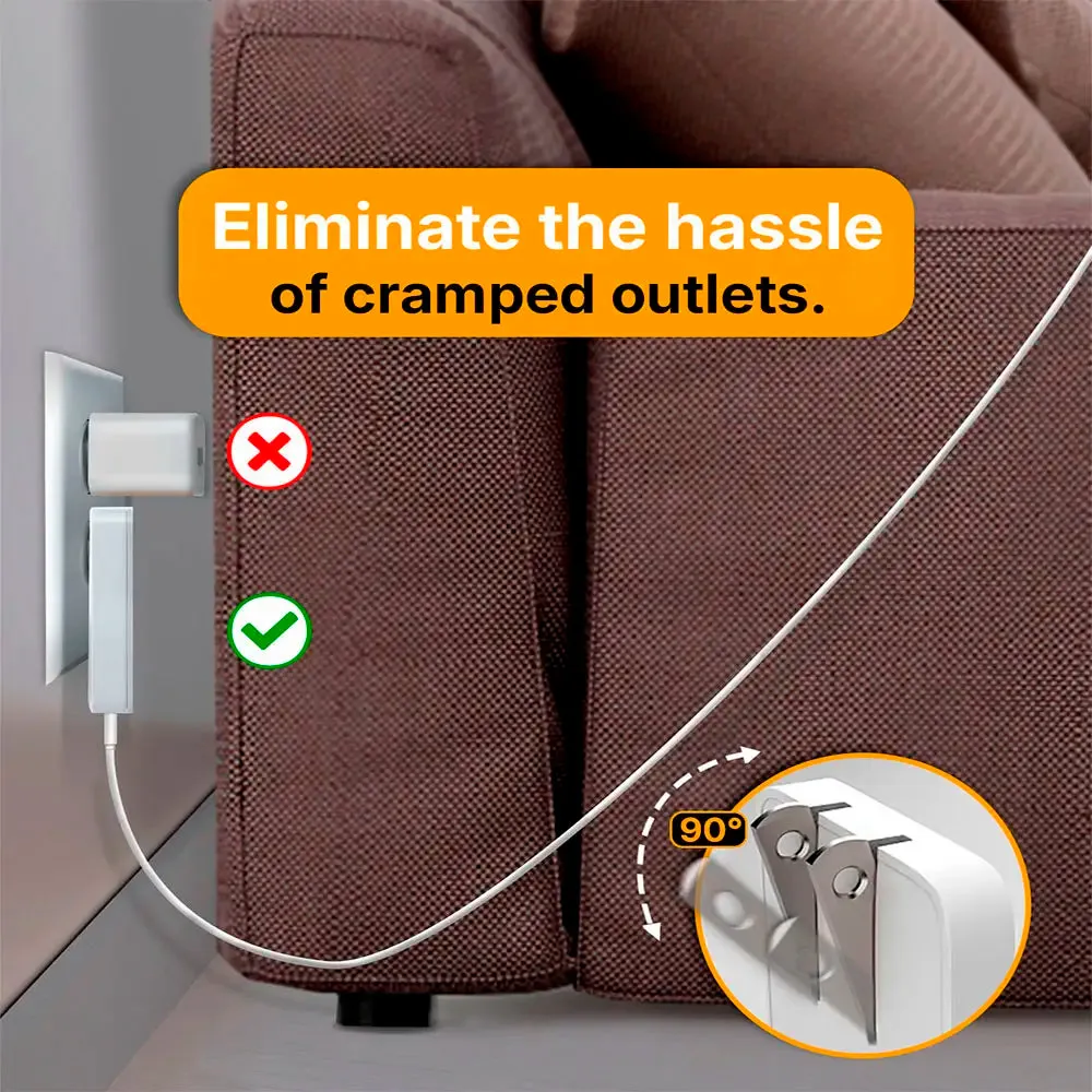 Flat Wall Charger, Dual Port USB-C & USB-A Super Fast Charging Block