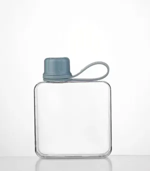 Flat Water Bottle Travel Flask Portable 10.5 oz BPA Free Tritan Square Water Bottles Leakproof Slim Small Water Bottle for Purse Travel Pocket Sports Fitness(Blue, 10.5)