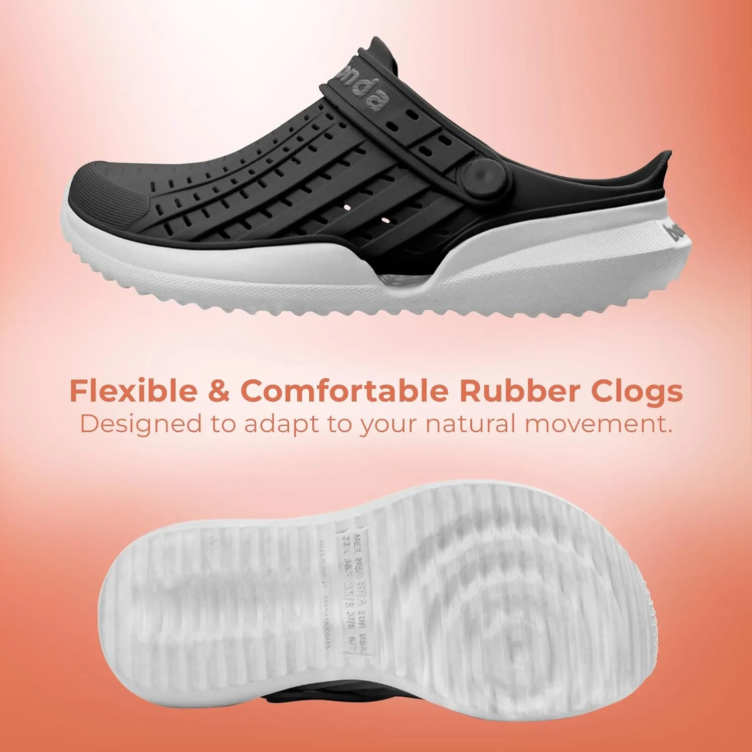 Flow Men Garden Clogs - Comfortable Recovery Shoes, Lightweight Waterproof Clogs, Sporty Style Slip-On, Breathable Quick-Dry Beach & Outdoor Water Sports Slippers