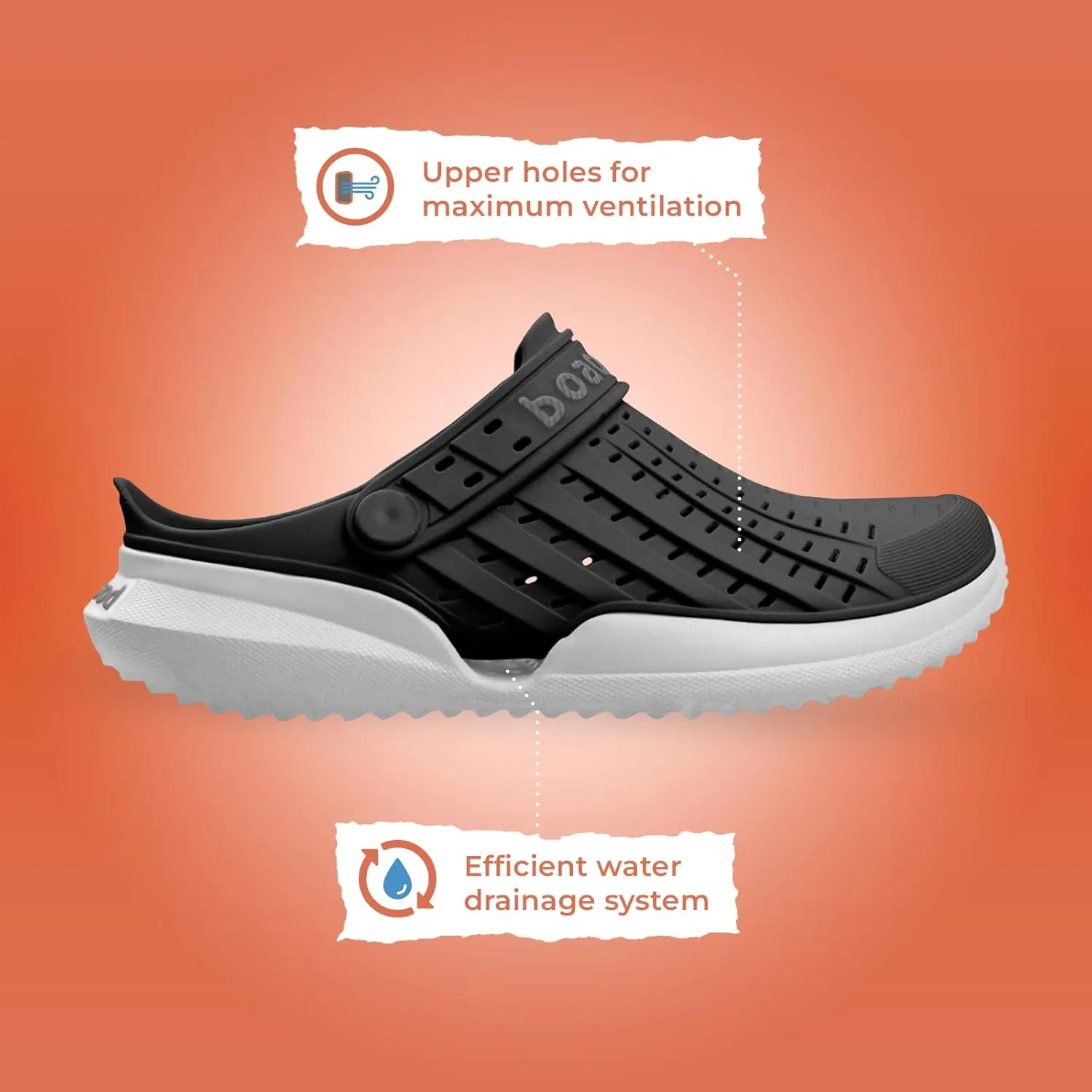 Flow Men Garden Clogs - Comfortable Recovery Shoes, Lightweight Waterproof Clogs, Sporty Style Slip-On, Breathable Quick-Dry Beach & Outdoor Water Sports Slippers