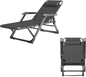 Folding Camping Cot with massage armrests, Outdoor Lounge Chair, Five-position backrest adjustment,10-position adjustable front legs, Sleeping Cots Bed, Heavy Duty Guest Bed for Home, Office Nap and O