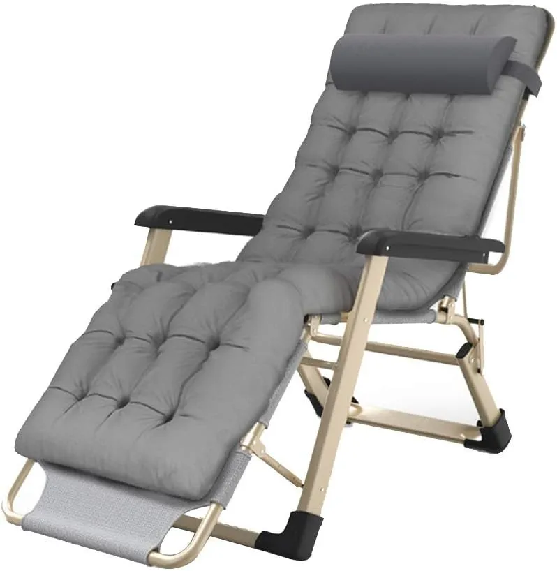 Folding Recliner Padded Sun Lounger with Removable Headrest and Optional Cushion Multi-Position Adjustable Zero Gravity Balcony Deck Chair Outdoor
