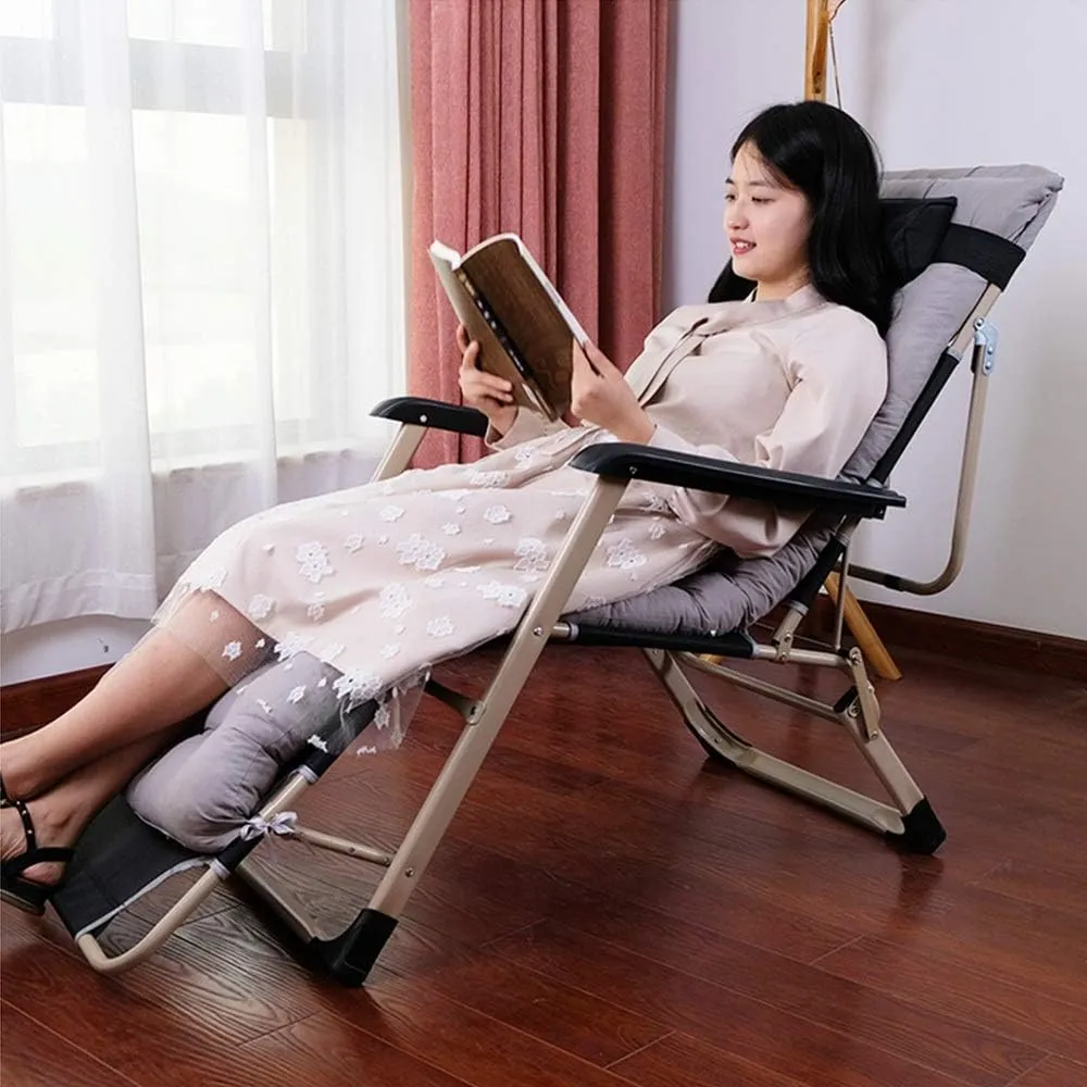 Folding Recliner Padded Sun Lounger with Removable Headrest and Optional Cushion Multi-Position Adjustable Zero Gravity Balcony Deck Chair Outdoor