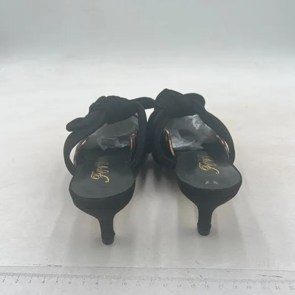 FOWT Leopard Animal-print Pointed Toe Slip On Mules with Bow Kitten Heel Sandals