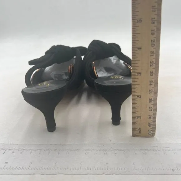 FOWT Leopard Animal-print Pointed Toe Slip On Mules with Bow Kitten Heel Sandals
