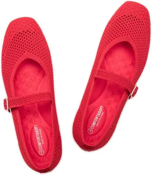 Frank Mully Womens Casual Flat Shoes Square Toe Shoes Knitted Mesh Flat Comfort Work Flat Shoes for Daily Washable