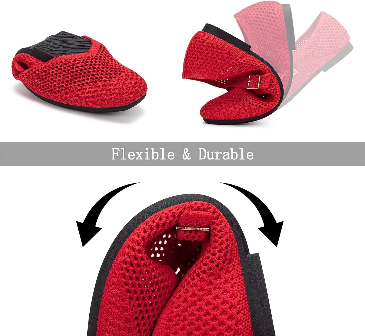 Frank Mully Womens Casual Flat Shoes Square Toe Shoes Knitted Mesh Flat Comfort Work Flat Shoes for Daily Washable